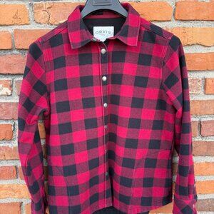 Orvis Red & Black Buffalo Plaid Button Fleeced Lined Flannel Jacket  Womens LG